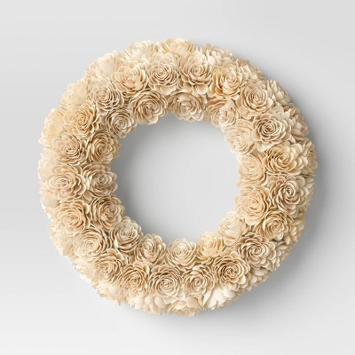 Shola Preserved Wreath White - Threshold™: Indoor Spring Decor, Unlit Circle Wall Accent | Target
