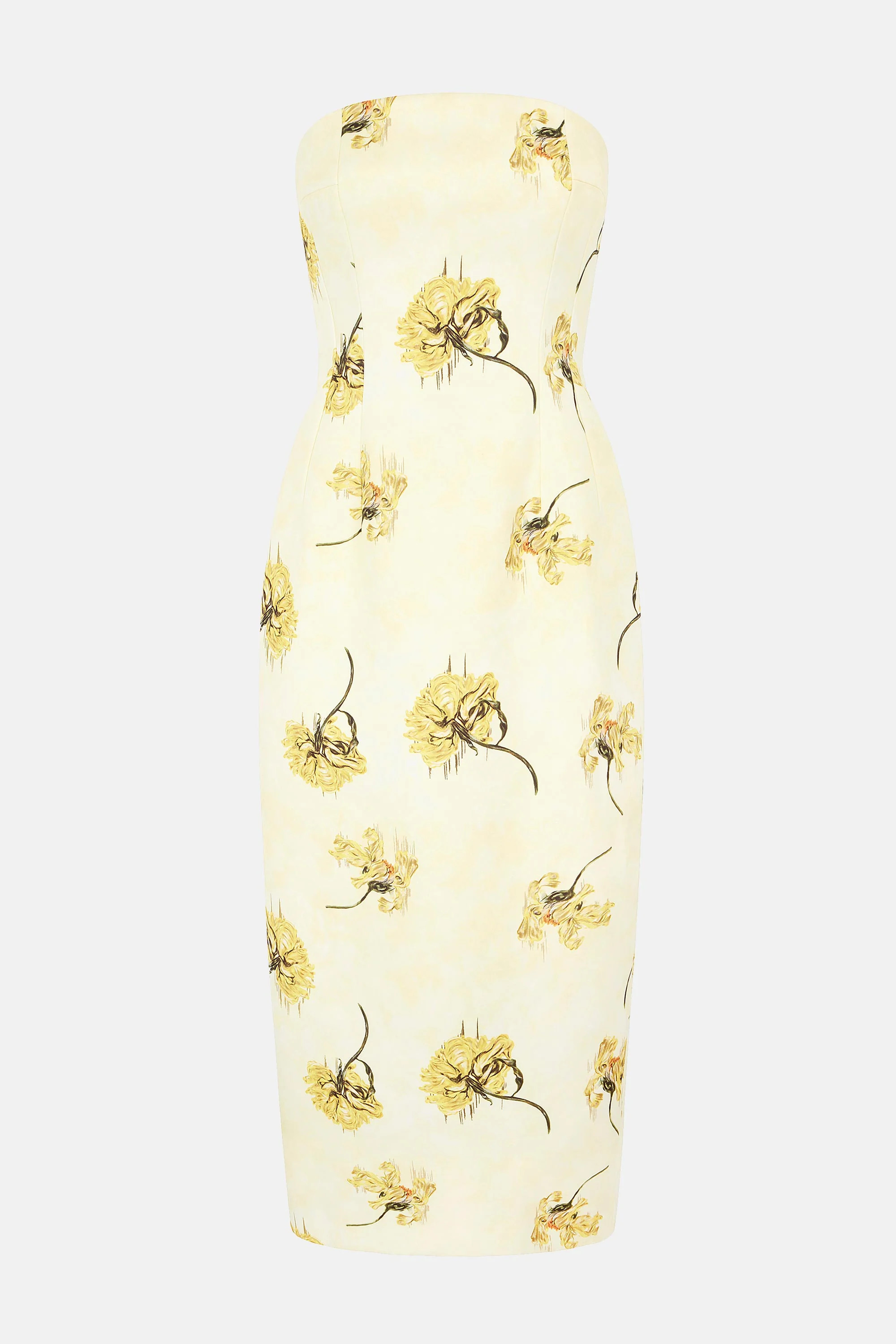 Leila Dress In Yellow Floral Printed On Lemon Genzianella | Emilia Wickstead