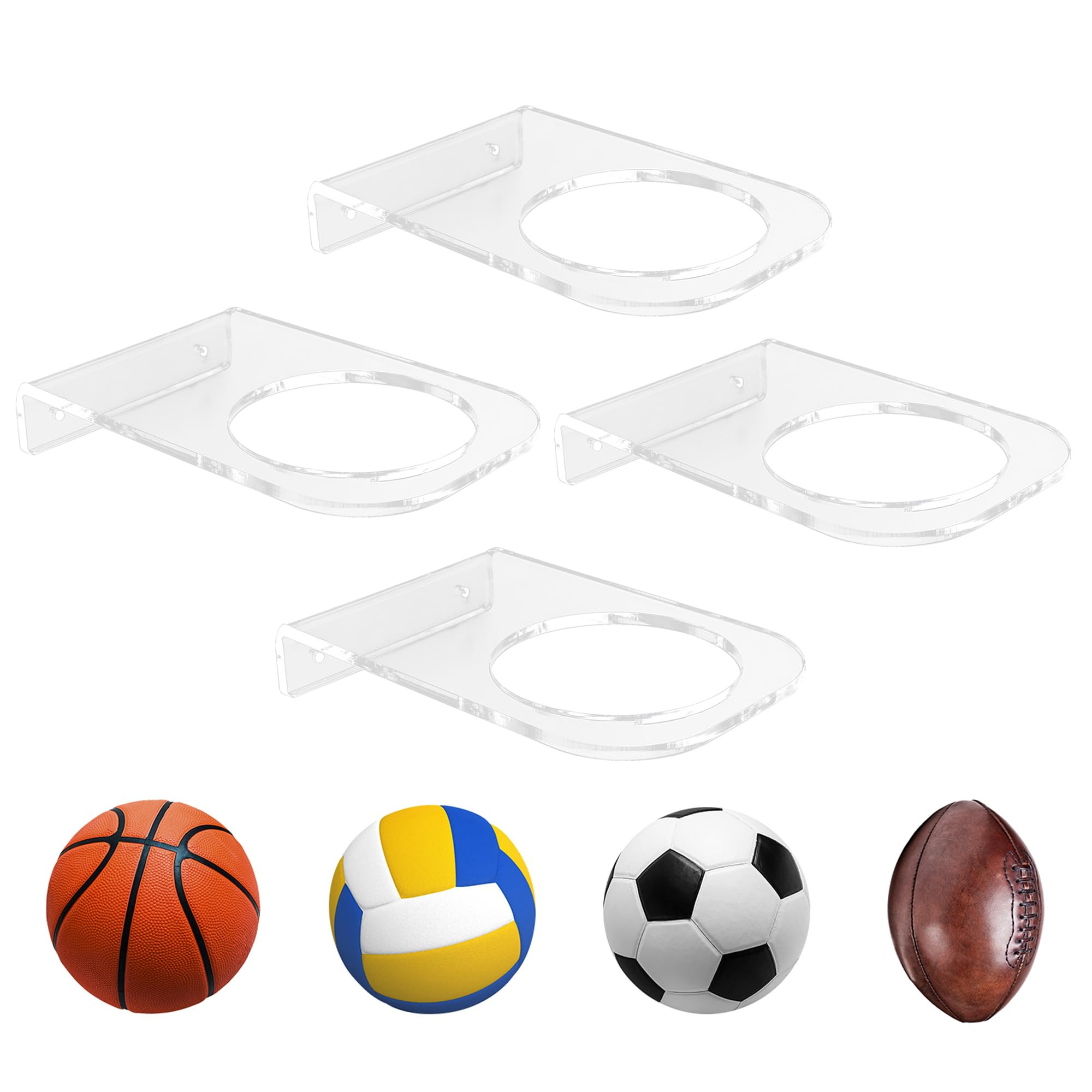 BiJun Basketball Holder Wall Mount, Acrylic Football Display Rack, Clear Ball Storage Hanger Wall... | Amazon (US)