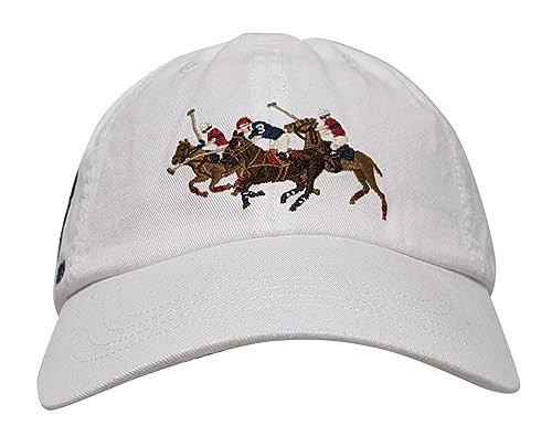 POLO RALPH LAUREN Men`s Embroidered Chino Baseball Cap with Leather Strap (White (Polo Players), One Size) | Amazon (US)
