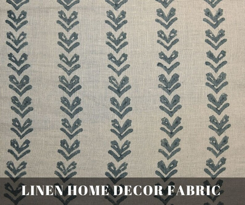 100% Linen homedecor Block Print Running Fabric Curtain , Cushion Cover, bedding Cover- upholster... | Etsy (US)