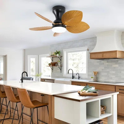 5 Palm Leaf Ceiling Fan With Light And Remote Control, Tropical Coastal Outdoor Ceiling Fans For Patios, Outside,Bedroom,Ktchen | Wayfair North America