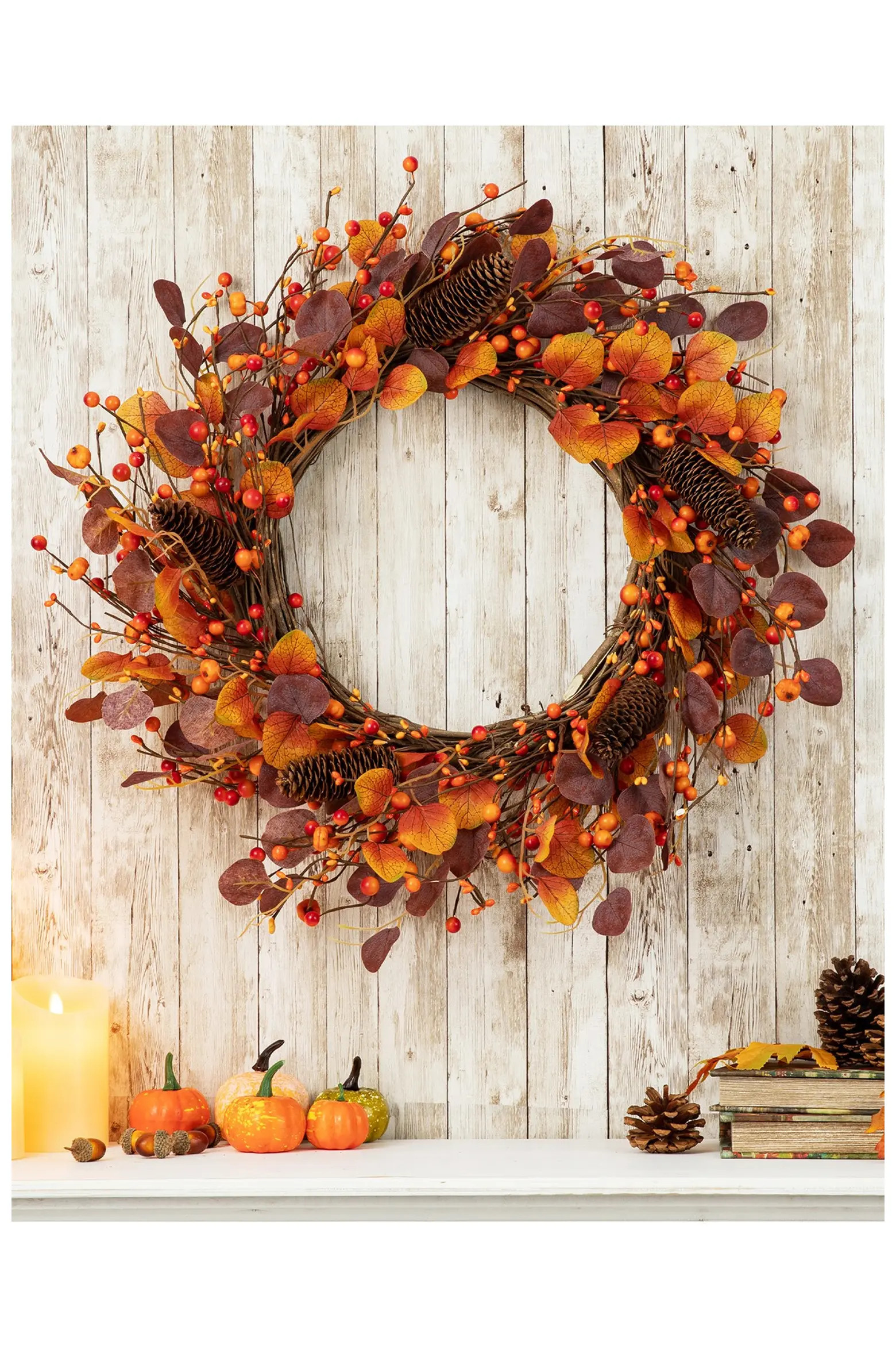 Glitzhome 22"D Fall Eucalyptus Berry Wreath | Nordstrom | Nordstrom