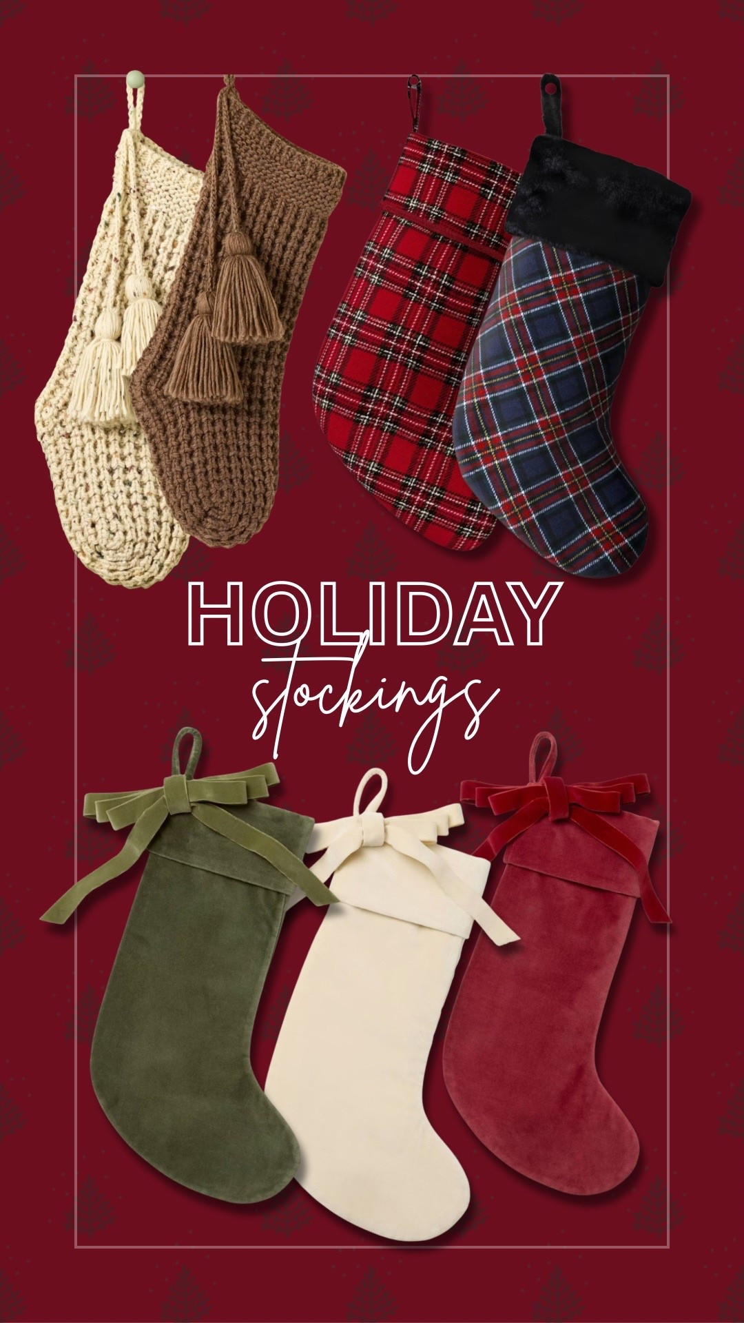 Holiday stockings hung by the chimney with care

Plaid stockings
Knit stockings
Velvet stockings

#LTKSeasonal #LTKHoliday #LTKHome