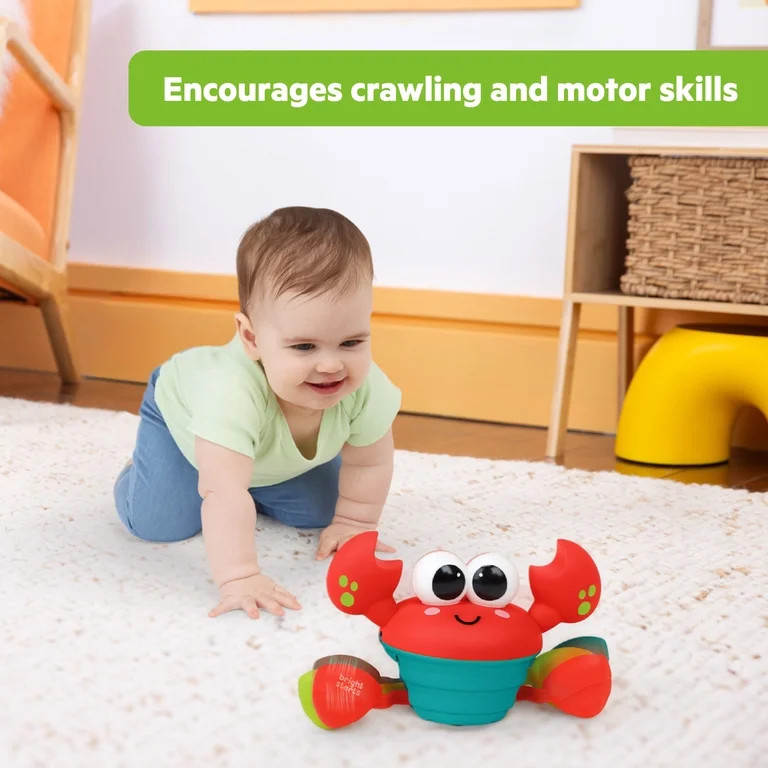 Bright Starts Rockin’ Crawling Crab Interactive Musical Baby Toy, Red, Unisex, Infant | Walmart (US)