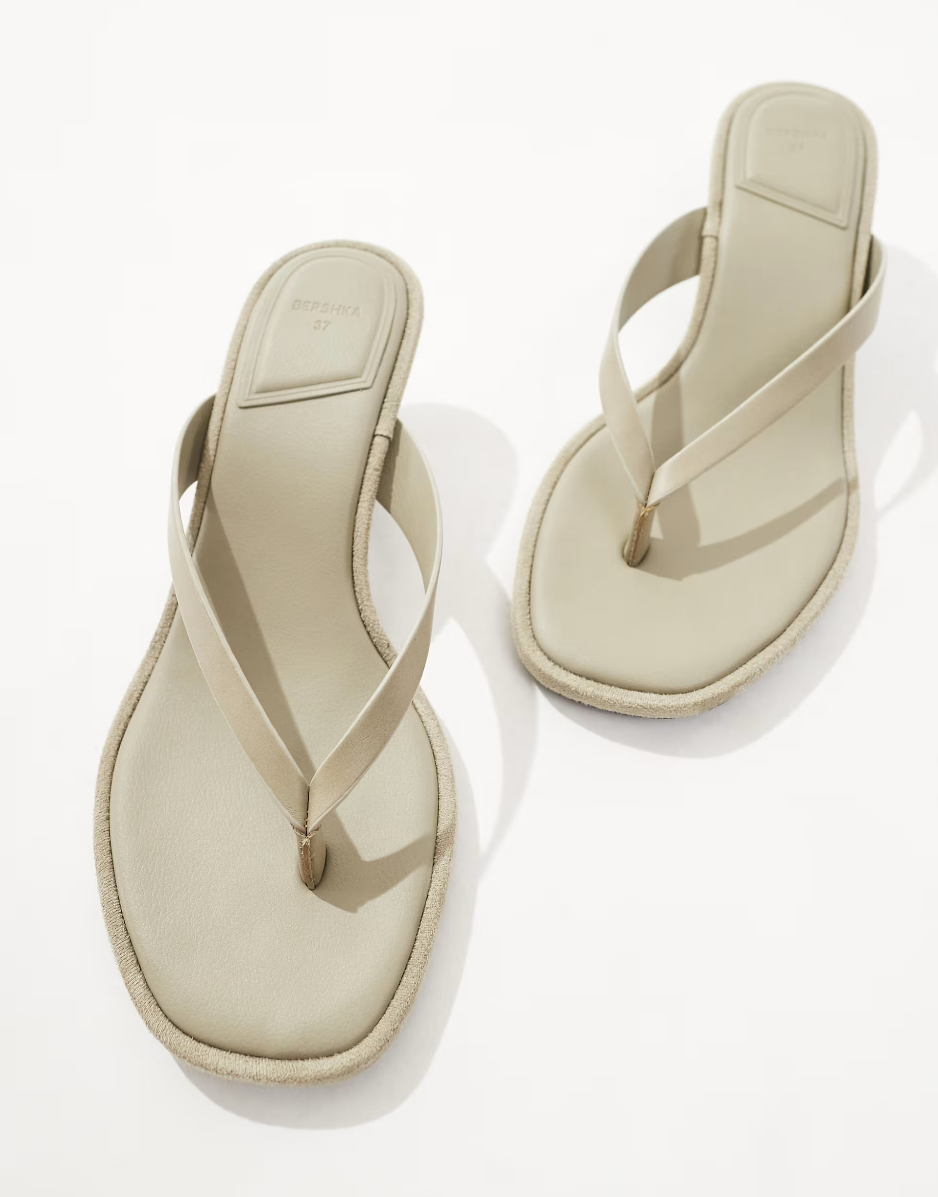 Bershka heeled flip flops in khaki | ASOS (Global)