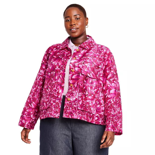 Women's Mum Floral Scallop Pocket Jacket - Kika Vargas x Target Pink | Target