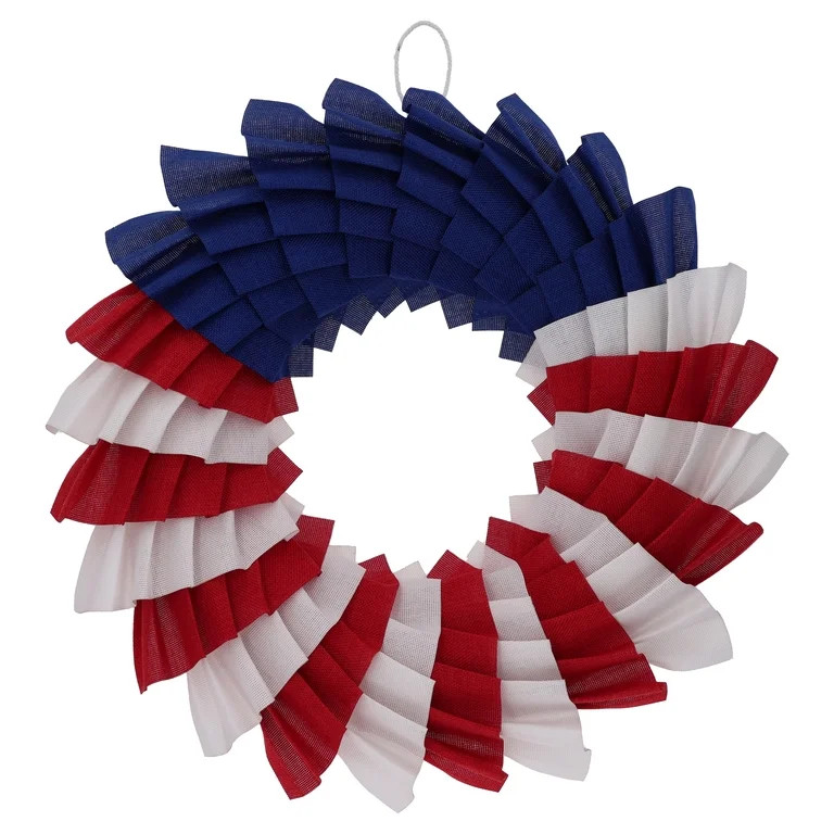 Layered Fabric Wreath, Red/White/Blue, 19.25", Patriotic by Way To Celebrate | Walmart (US)