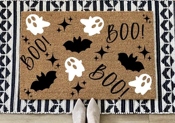 Halloween Welcome Doormat | Ghostly Doodle Print | Etsy (US)