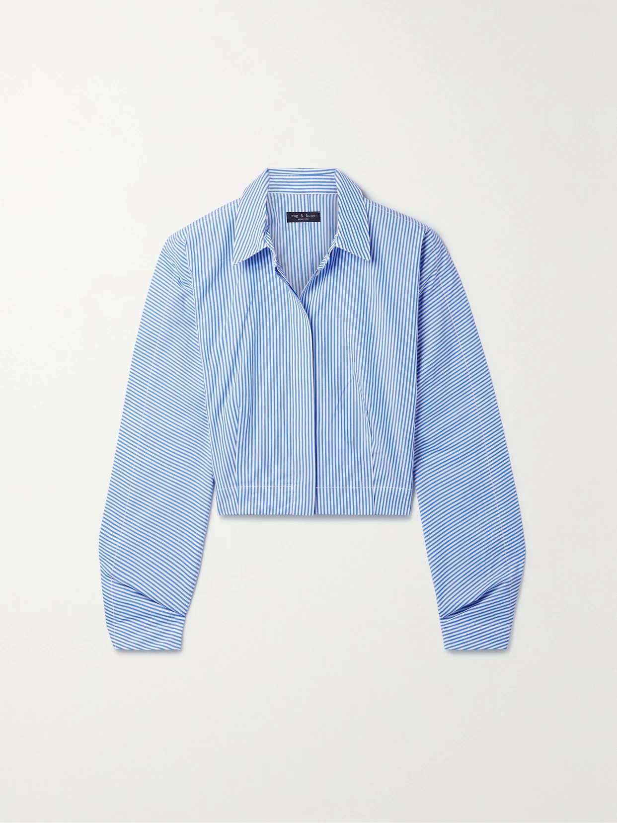 rag & bone - Morgan Cropped Striped Cotton-poplin Shirt - Blue | NET-A-PORTER (US)