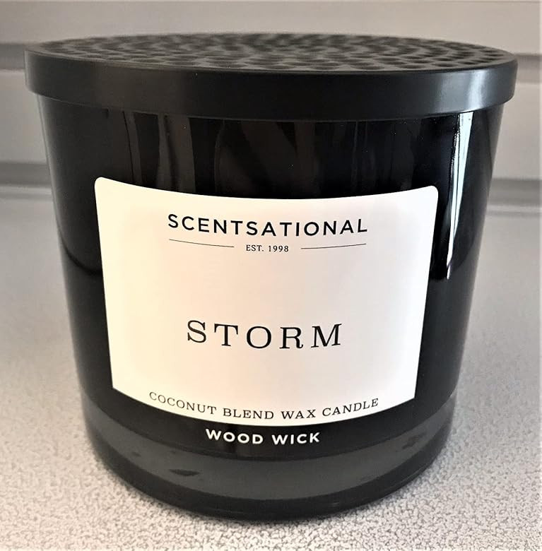 Natural Coconut Wax Blend Scented Candle Storm (All caps) XL Black Jar with Distressed Lid, 26 Oz... | Amazon (US)