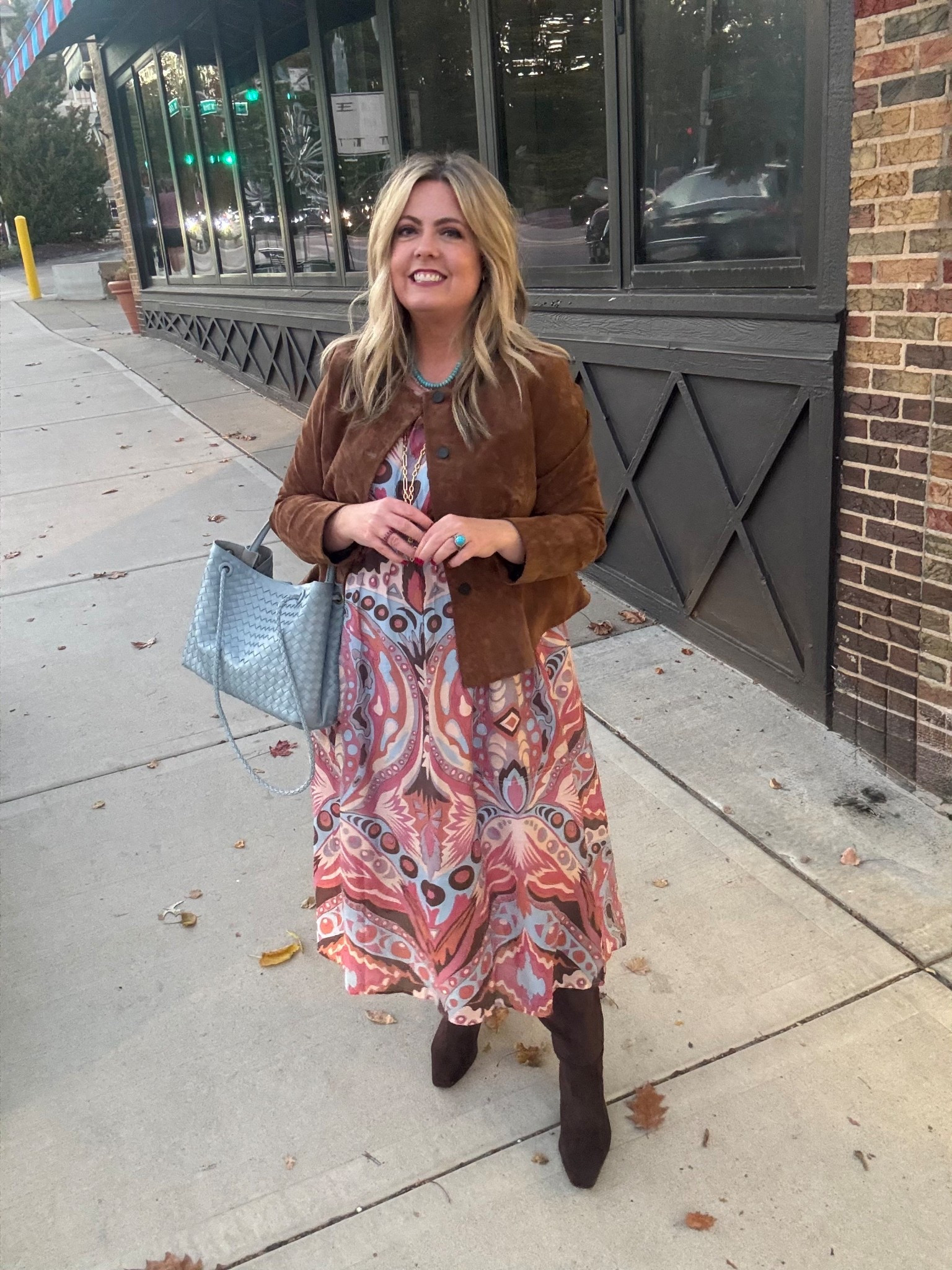 Fall outfit with suede jacket and suede boots 🩵🤎 

#LTKStyleTip #LTKFindsUnder100 #LTKSeasonal