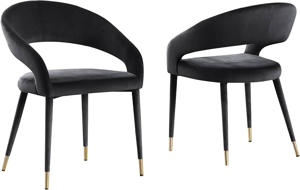 Best Master Furniture Joel Contemporary Dining Chair with Gold Accents, Set of 2, Black | Amazon (US)