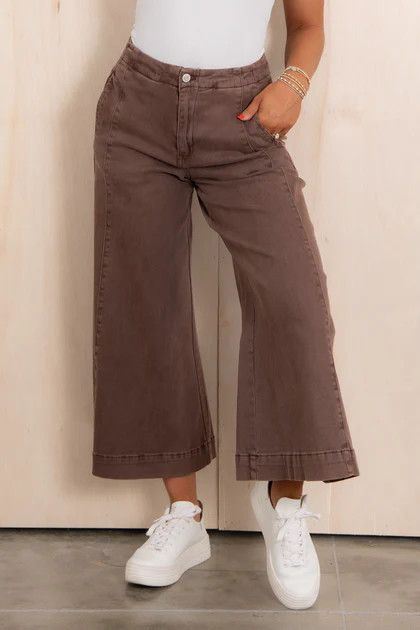 Just Around the Riverbend Mahogany Wide Leg Jeans | The Willow Tree