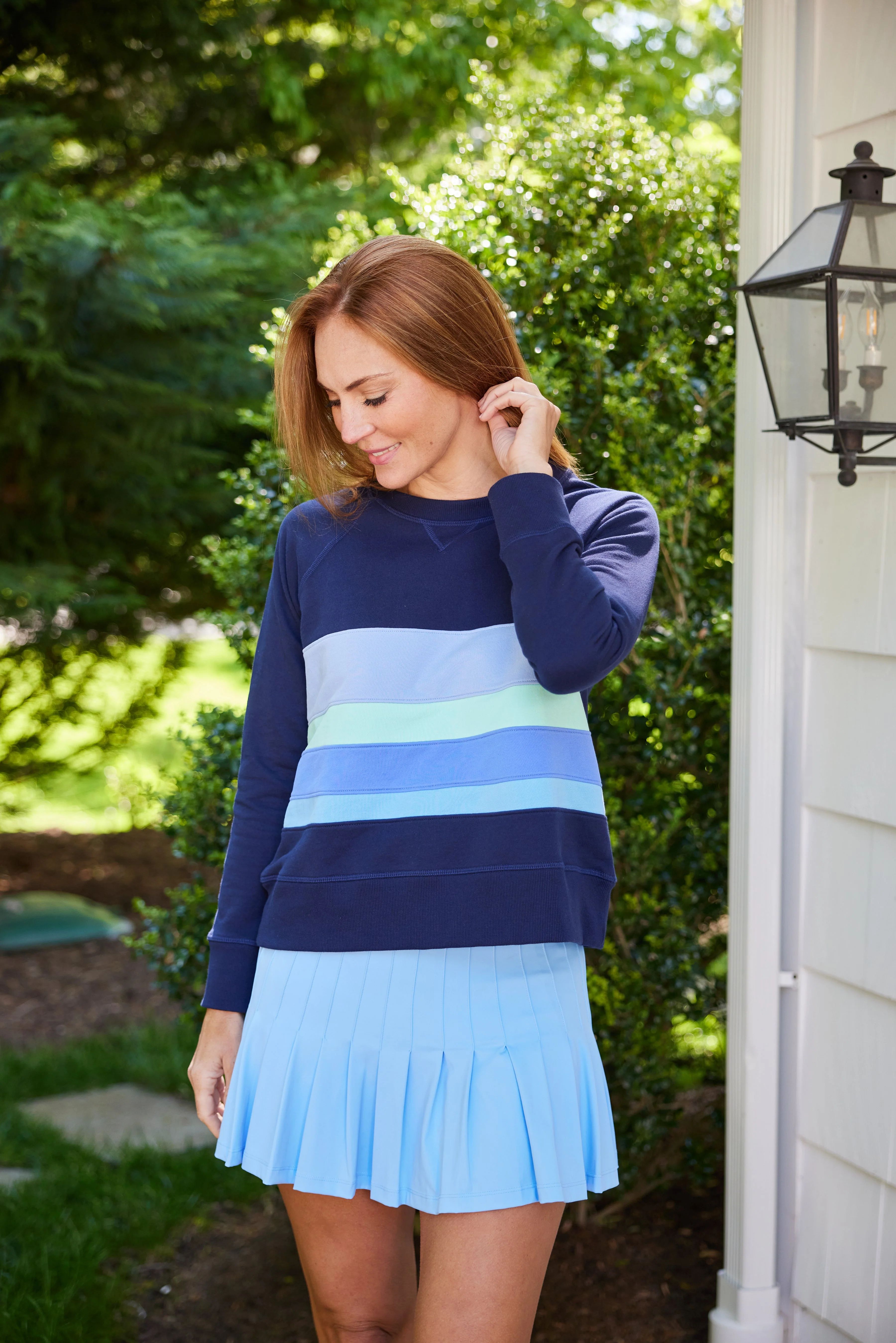 Navy Color Block Stripe Sweatshirt | Sail to Sable