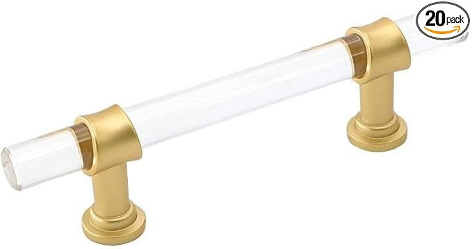 goldenwarm 20 Pack 3-3/4 Inch Matte Gold Cabinet Pull Clear Acrylic Furniture Hardware Glass Cabi... | Amazon (US)