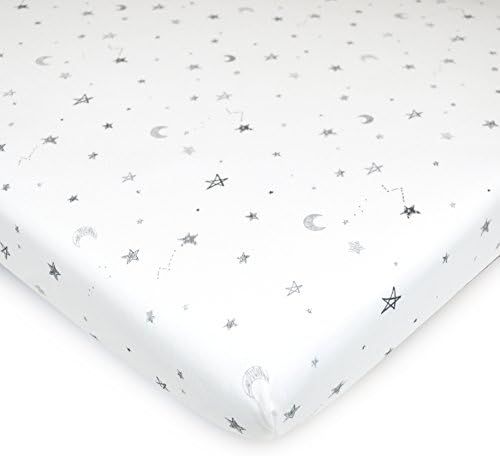 TL Care Printed 100% Natural Cotton Jersey Knit 18 x 36 Cradle/Bassinet Sheet - Fitted, Gray Star... | Amazon (US)