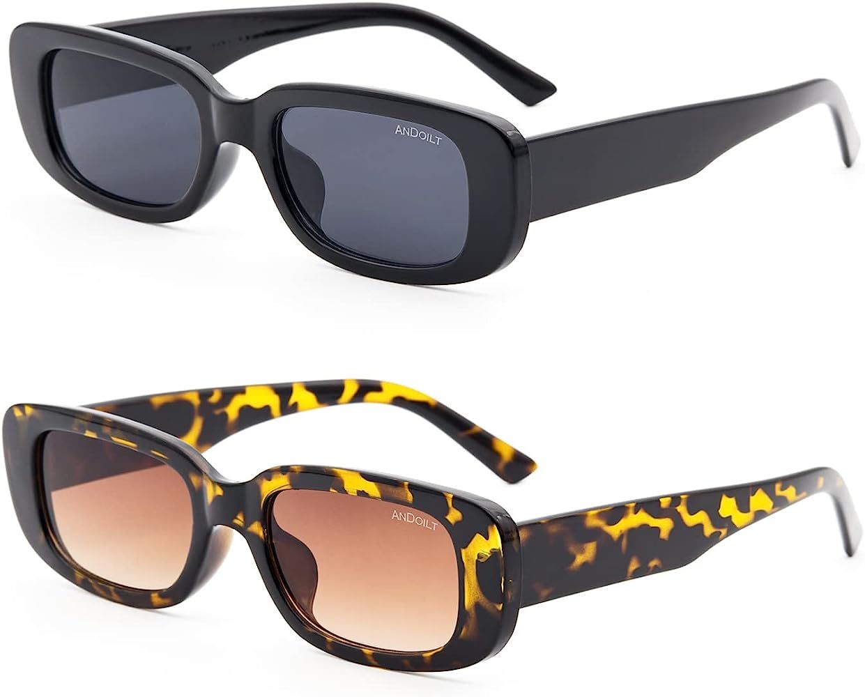 Rectangle Sunglasses for Women Men Vintage Retro Fashion UV 400 Protection Trendy Shades | Amazon (US)