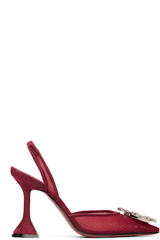 Burgundy Begum Mesh 95 Sling Heels | SSENSE