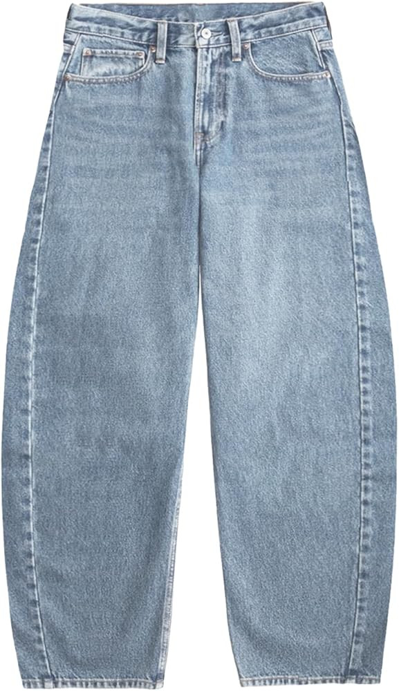 Mid Rise Leopard Print Barrel Jeans for Women Stylish Boyfriend Wide Leg Baggy Denim Pants Trendy... | Amazon (US)