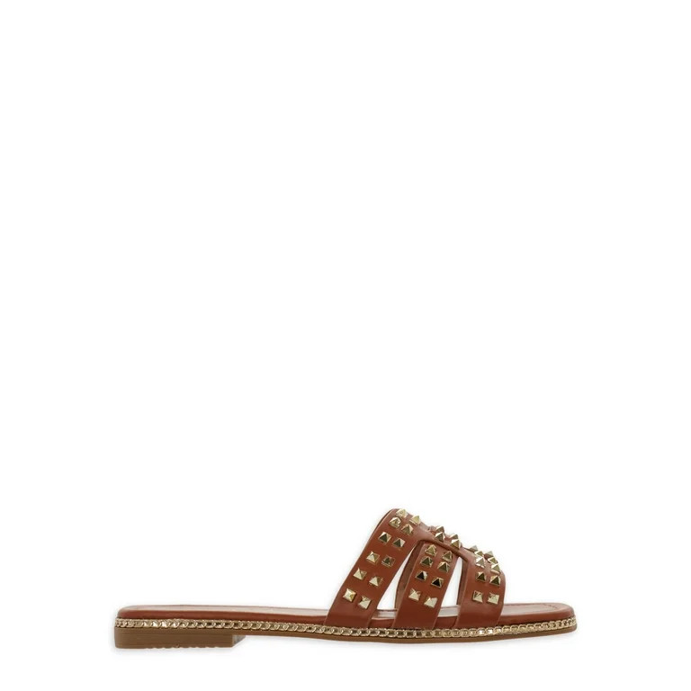 Jessica Carlyle Women's Sue Studded H-Band Flat Sandals | Walmart (US)