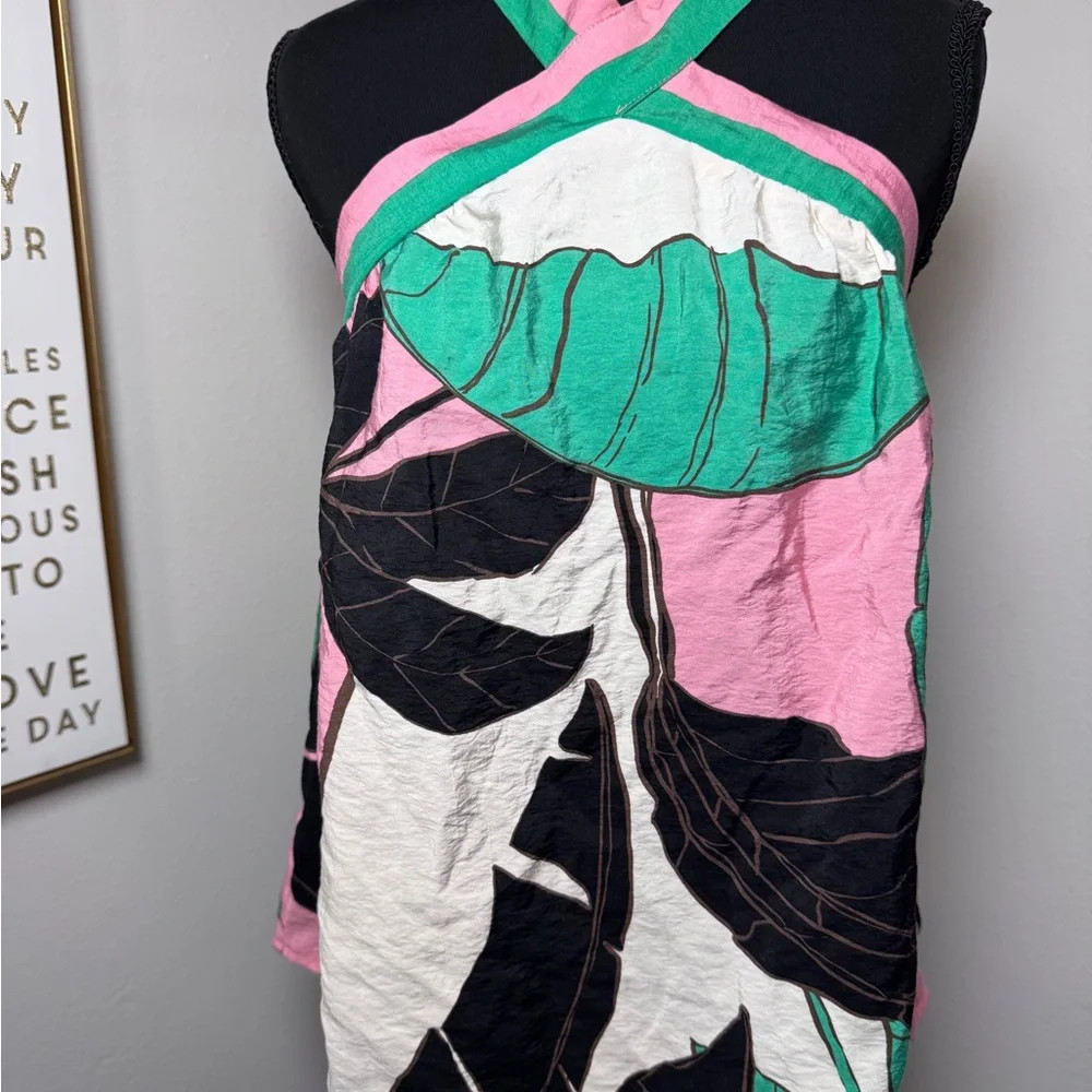 sofia by sofia vergara Pink Green Black Tropical Halter Top | Poshmark