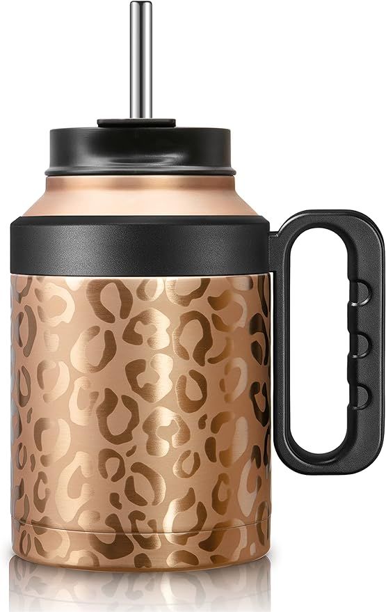 Amazon.com | CIVAGO 50 oz Insulated Tumbler Mug with Lid and Straw, Vacuum Travel Coffee Mug with... | Amazon (US)