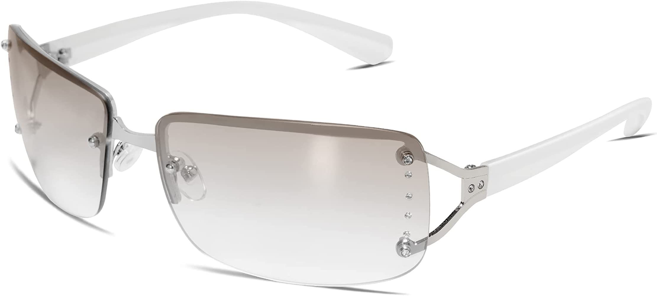 Amazon.com: VANLINKER Rimless Frameless Rectangle Sunglasses for Women Stylish Y2k Shades White M... | Amazon (US)