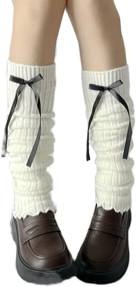 NaranjaBurbuja Womens Girls Y2k Kawaii Ribbed Knit Leg Warmers Lolita Japanese White Leg Warmer G... | Amazon (US)