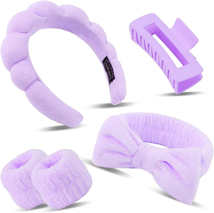 Canitor Spa Headband Wrist Bands Set with Hair Clips Skincare Headband for Washing Face Skin Care... | Amazon (US)