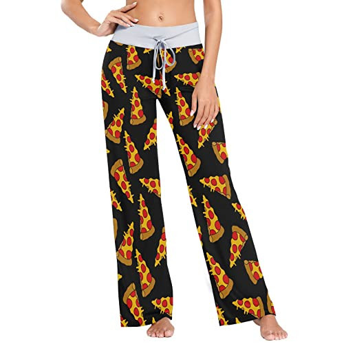 Aflyko Pajama Pants for Women Pizza Black Sleepwear Pants Pjs | Amazon (US)