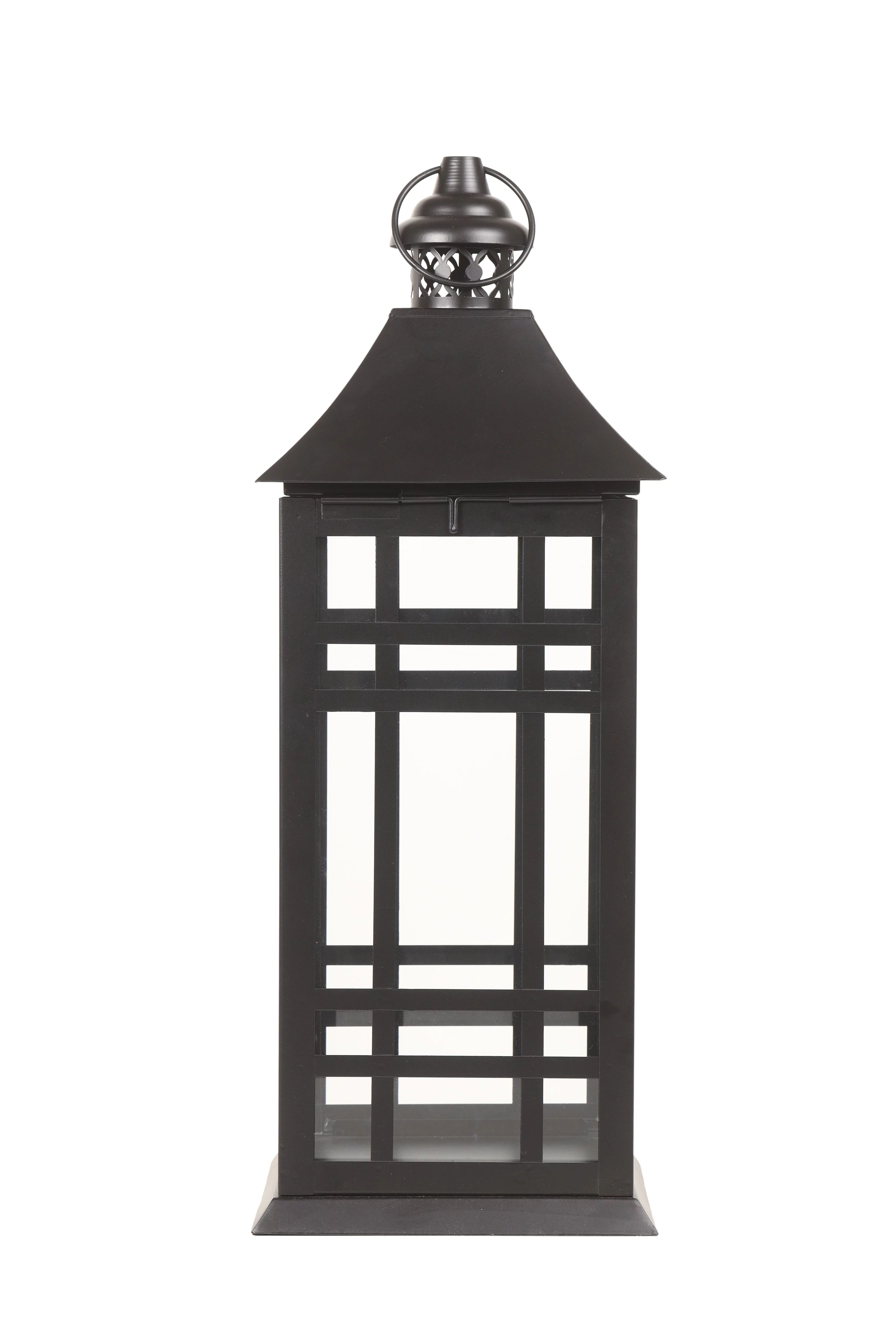 Holiday Time Black Metal Candle Holder Lanterns in Square Shape, 24 inch Height - Walmart.com | Walmart (US)