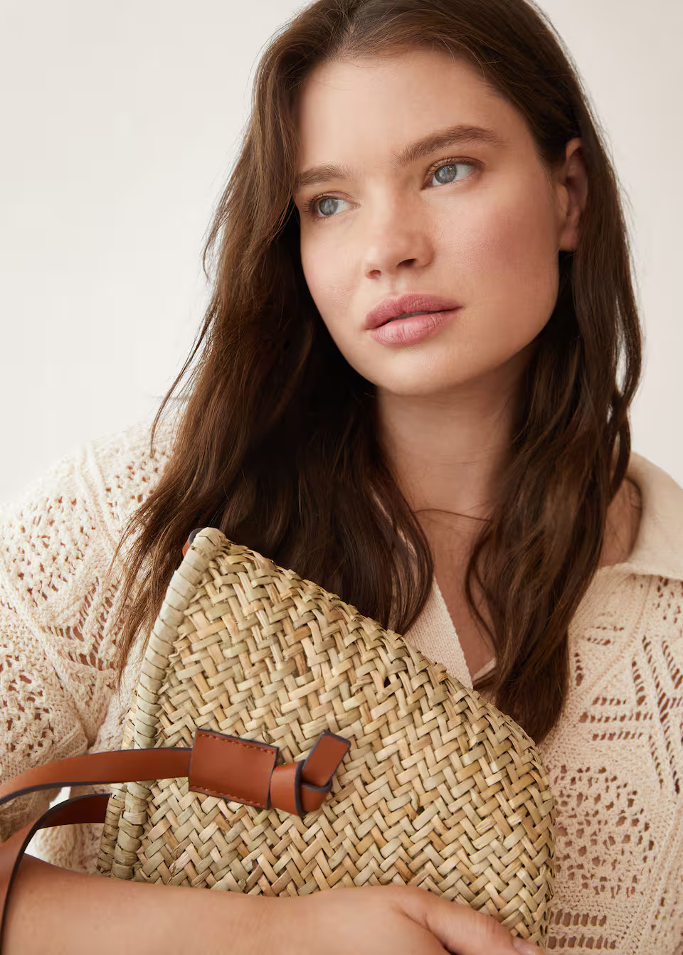 Double strap mini basket bag | MANGO (US)