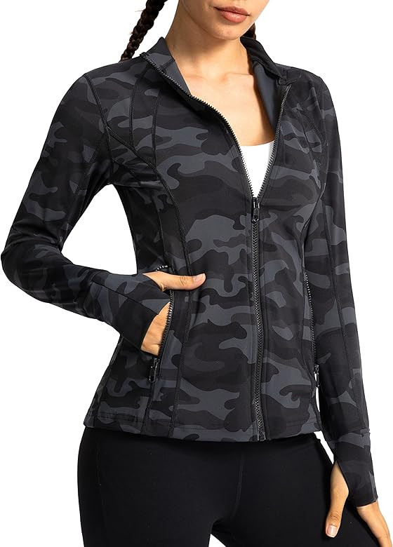 YYV Women's Workout Running Jackets Slim Fit Athletic Yoga Jacket for Women Zip Up Track Gym Wear... | Amazon (US)