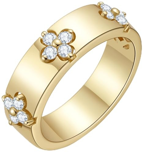 TIMELESSTAR Ideal Gifts Clover Rings for Lucky Women|Premium Moissanite|14K Gold Plated 925 Sterl... | Amazon (US)