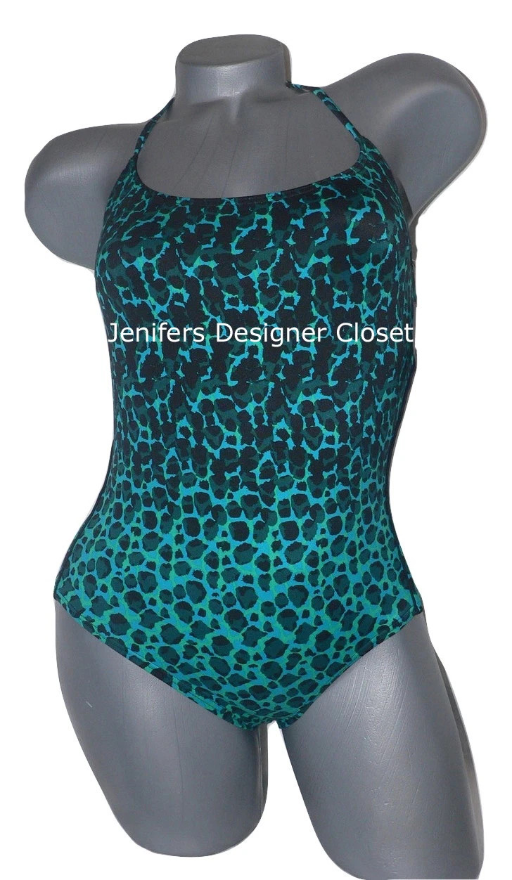 NWT MARC JACOBS swimsuit M leopard high-end 1PC animal print green halter | eBay US