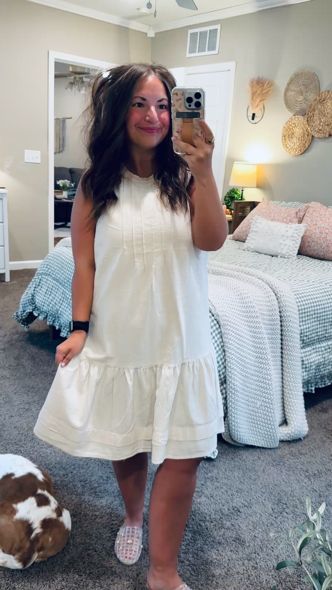 A comfy Walmart dress + sandals = my current summer uniform 🤍

jelly flats: fit true to size // wearing a 5
dress: fits a tad slim, otherwise true to size // wearing a large 

 #LTKootd #LTKMidsize #LTKWorkwear