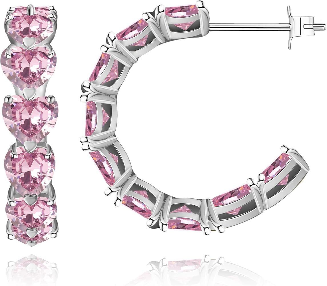 WeSparking Gold Half Hoop Earrings for Women 14k Gold Plated Silver Rose Gold Cute Hoops Heart Da... | Amazon (US)