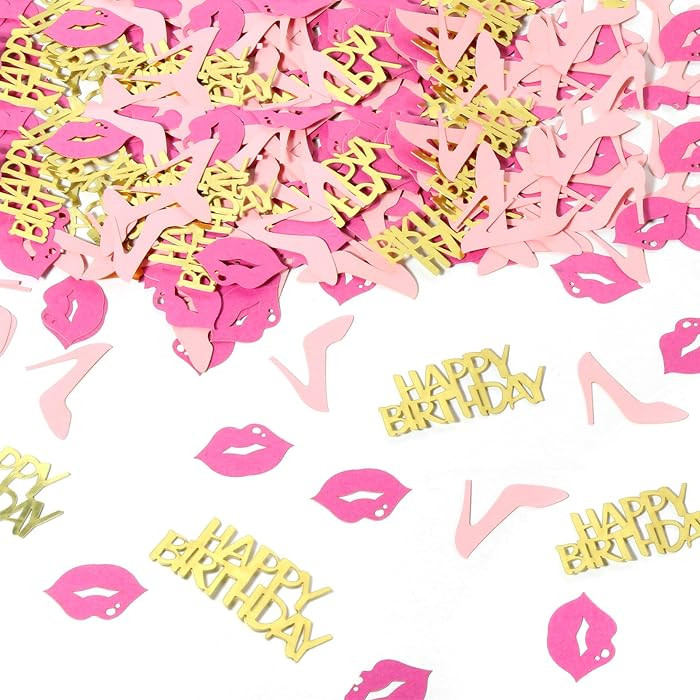 Girl Happy birthday confetti high heels and lips confetti for woman birthday party table decorati... | Amazon (US)