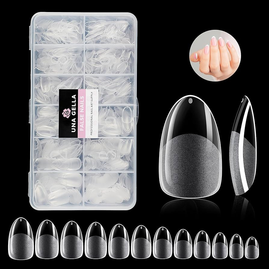 UNA GELLA Almond Oval Short Nail Tips 640pcs Short Round Press on Nails Pre-shape Short Gel X Nai... | Amazon (US)