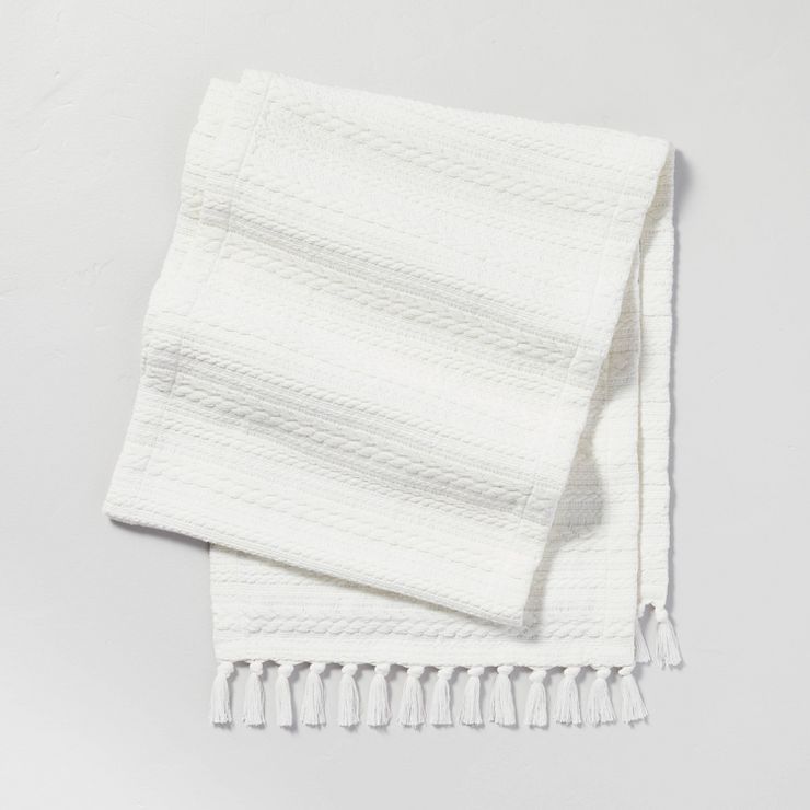 14"x72" Braided Texture Stripe Woven Table Runner Sour Cream - Hearth & Hand™ with Magnolia | Target