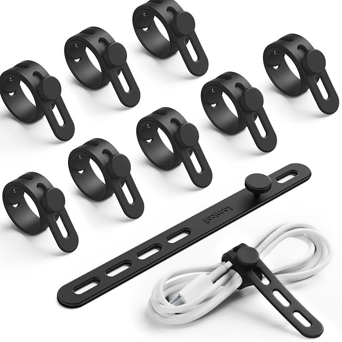 10Pack Silicone Cable Ties Cord Organizer Wrap - Lamicall Durable Reusable Wire Management with L... | Amazon (US)