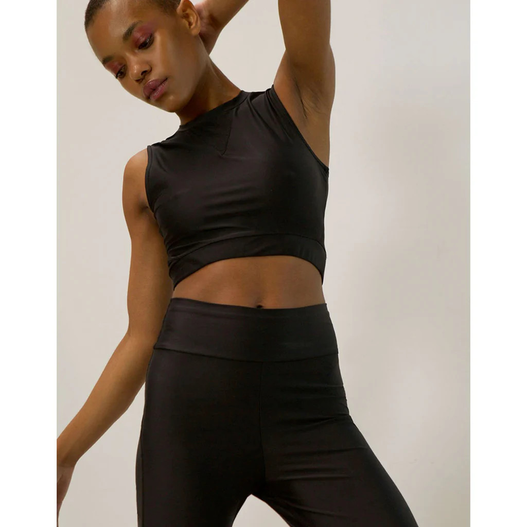 Go As U.R Long Line Halter Crop Top Black | Sustainable Activewear UK | Content Beauty