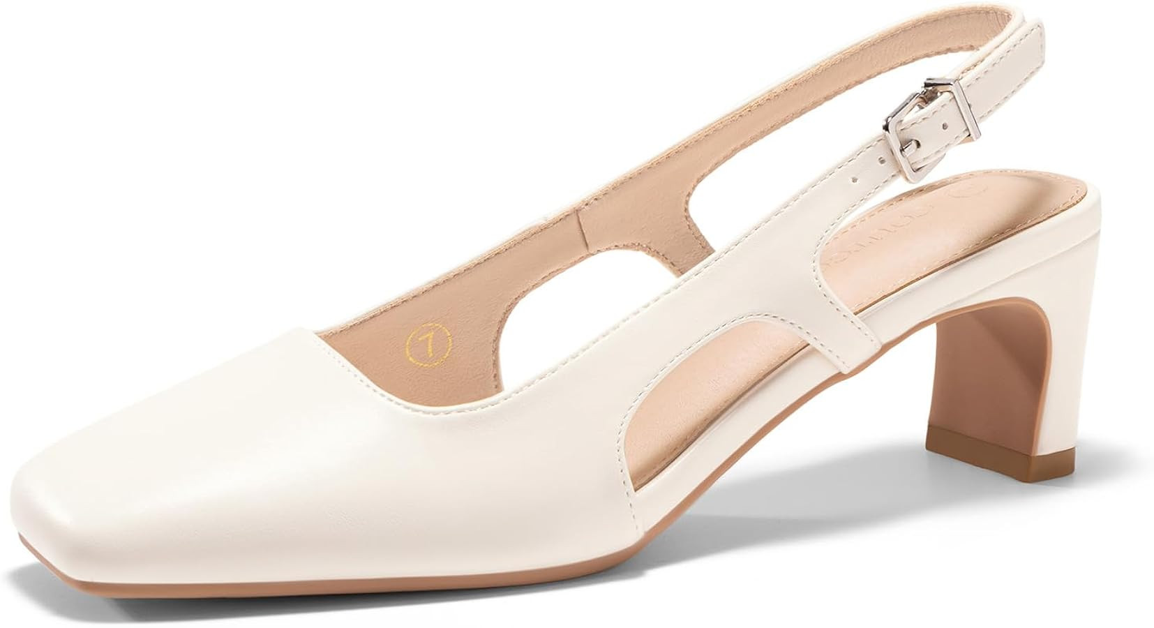 Coutgo Womens Slingback Chunky Low Heels Closed Square Toe Pumps Wedding Party Dress Shoes | Amazon (US)