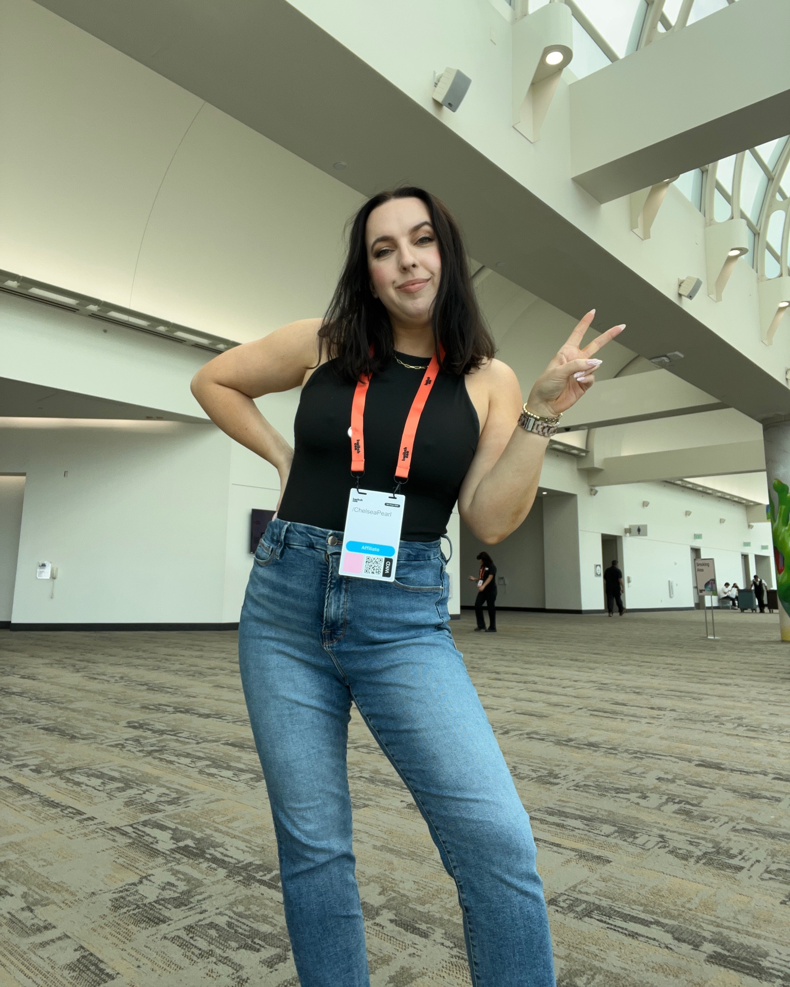 What I wore to TwitchCon / black bodysuit / straight leg jeans 

#LTKMidsize #LTKItBag #LTKFindsUnder50