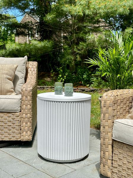 HIGH SELLOUT RISK IN COLOR WHITE. Outdoor fluted cooler side table in white. This color is sold out at most retailers. Other colors available. Perfect for summer, backyard BBQs, and parties. 

#LTKSeasonal #LTKParties #LTKHome
