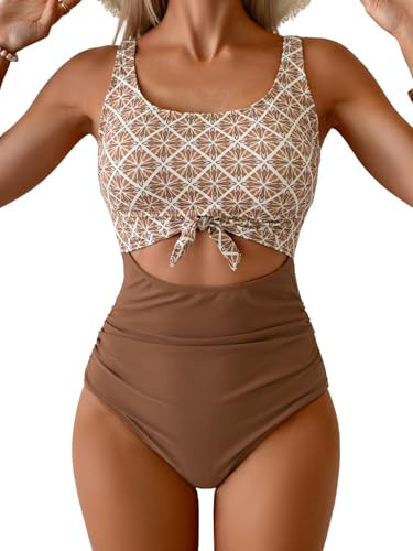 Eomenie Women's One Piece Swimsuit Tummy Control Slimming Bathing Suit Cutout Tie Knot Swimwear | Amazon (US)