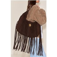 Chocolate Fringe Large Tote Bag | PrettyLittleThing US