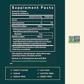 Gaia Herbs Quick Defense - Fast-Acting Immune Support Supplement* - Echinacea, Black Elderberry, ... | Amazon (US)