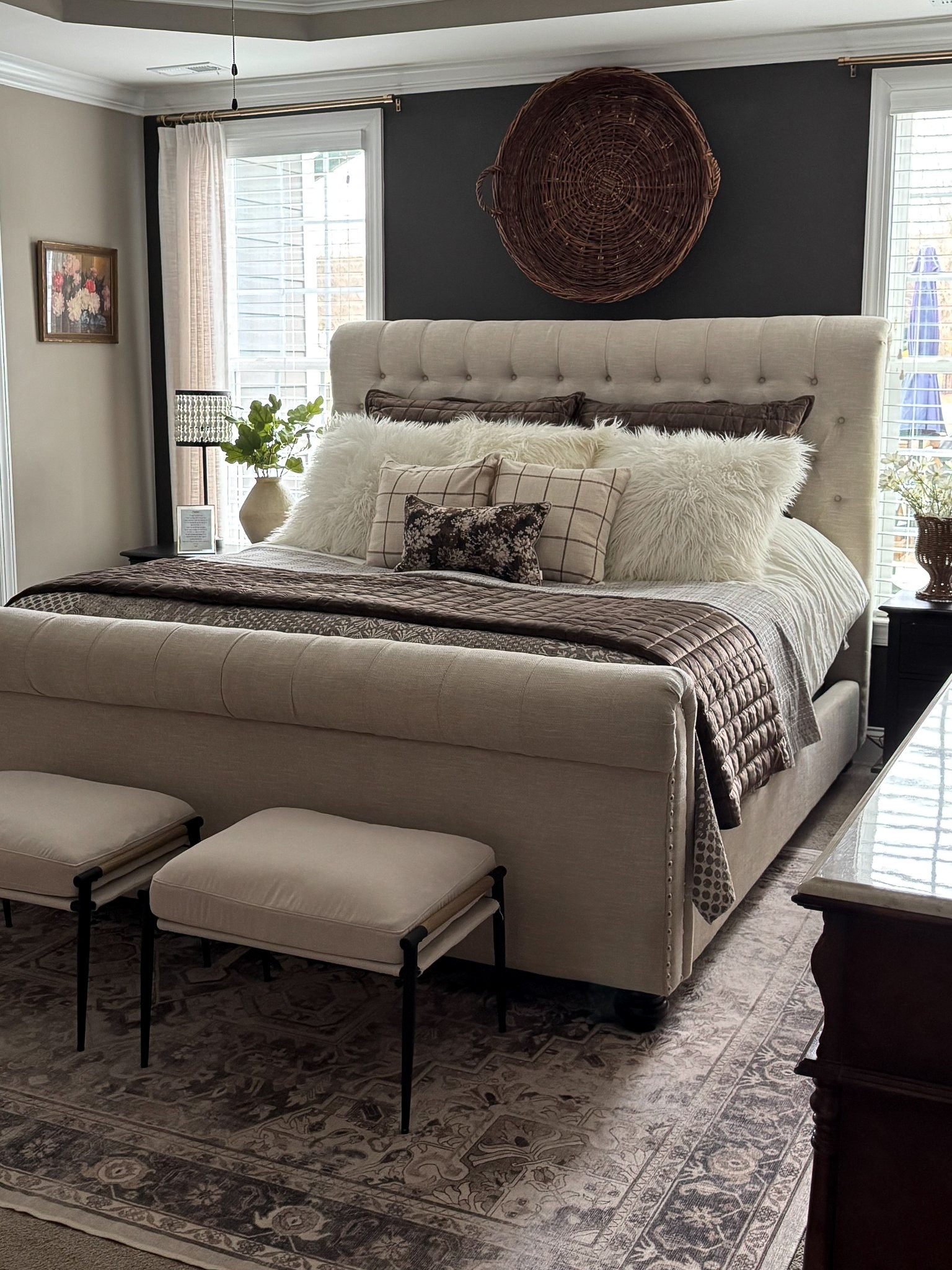 Cozy Primary Bedroom
My mocha brown quilt is so soft and cozy. It comes with pillow shams too. Loving the warm moody vibe it gives my bedroom
I have a 10% off
discount code: QUILT001

Velvet quilt and shams, faux fur euro pillows, throw pillow covers, pillow inserts, floral lumbar pillow, duvet cover, duvet insert, Kantha quilt, area rug, vintage paprika drying basket, ottomans, nightstands, upholstered sleigh bed, woven tray, curtain rod, curtain ring

#LTKHome #LTKSeasonal #LTKstorytime
